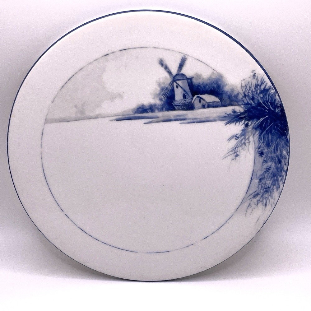 Noritake Morimura Blue And White Windmill‎ 7" Tea Tile Trivet Hot Plate